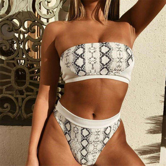 Snake print bandage swimsuit