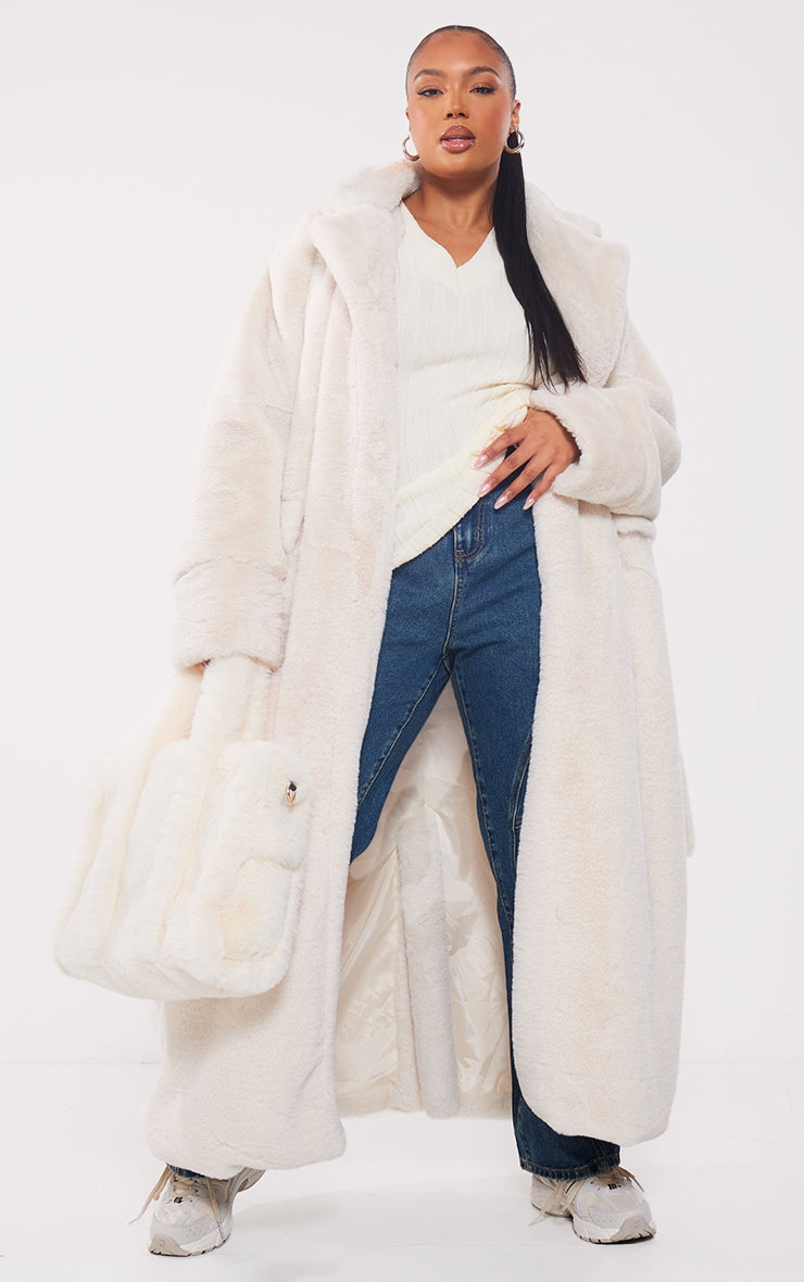 Plus Candy Pink Faux Fur Maxi Coat - HCWP 