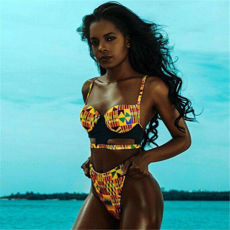 African Lady Bikini High Waist