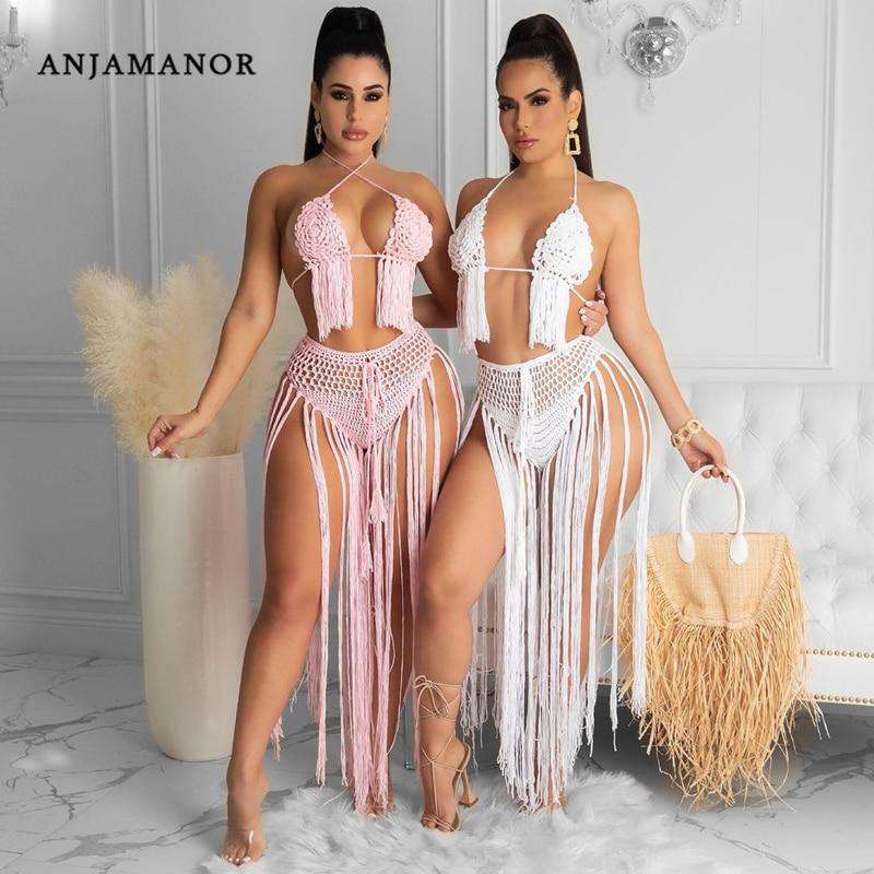 Beach Wear Bikini Top 2 Piece Skirt Set