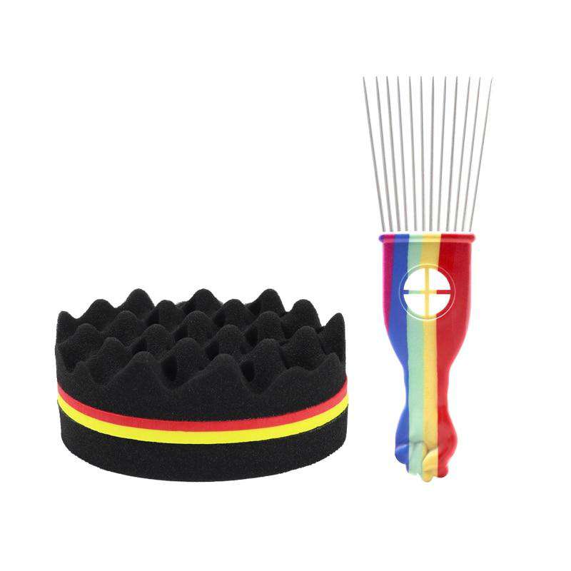 Barber Double Sided Magic Twist Hair Brush Sponge Afro Coil Hair Pick Comb Wave Dread Sponge Brushes For Hairdressing Styling