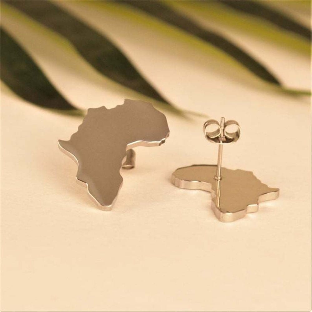 Big Africa Map Stud Earrings