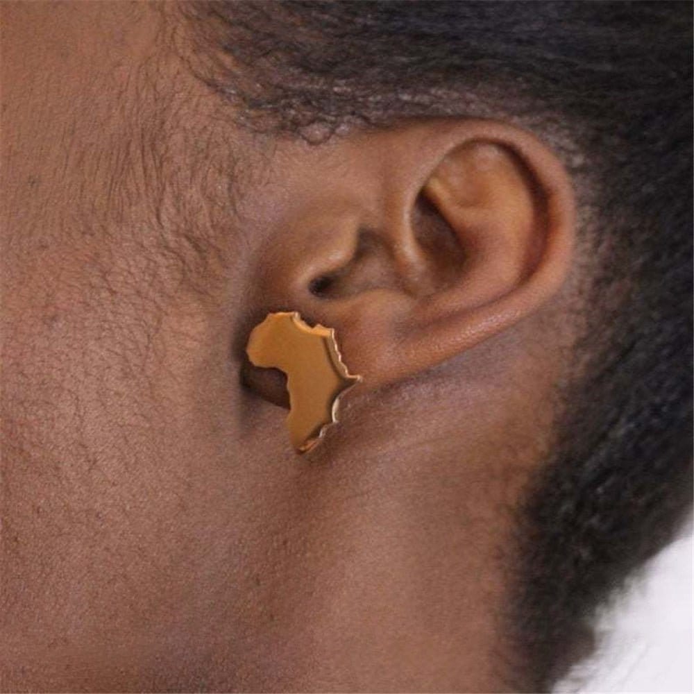 Big Africa Map Stud Earrings