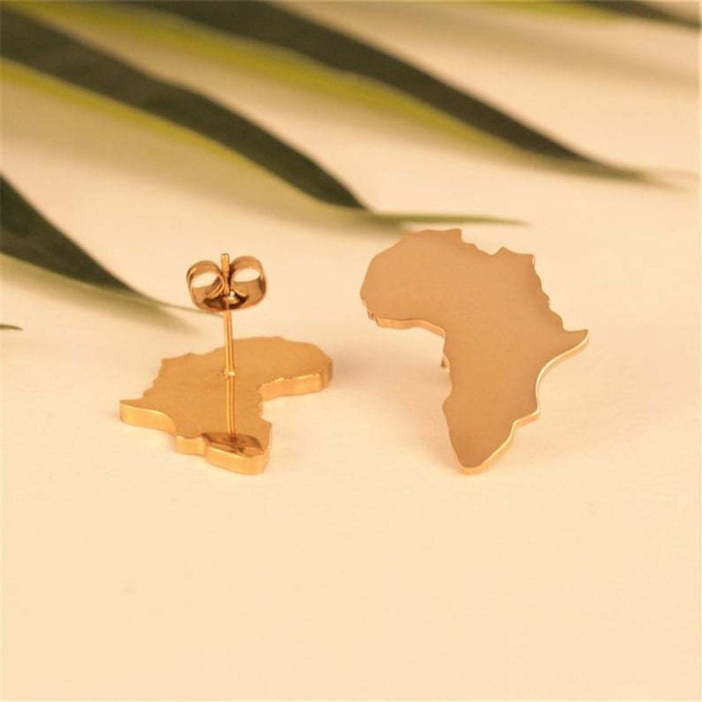 Big Africa Map Stud Earrings