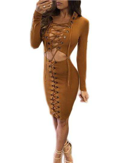 Brown Bandage Women's Bodycon Dress