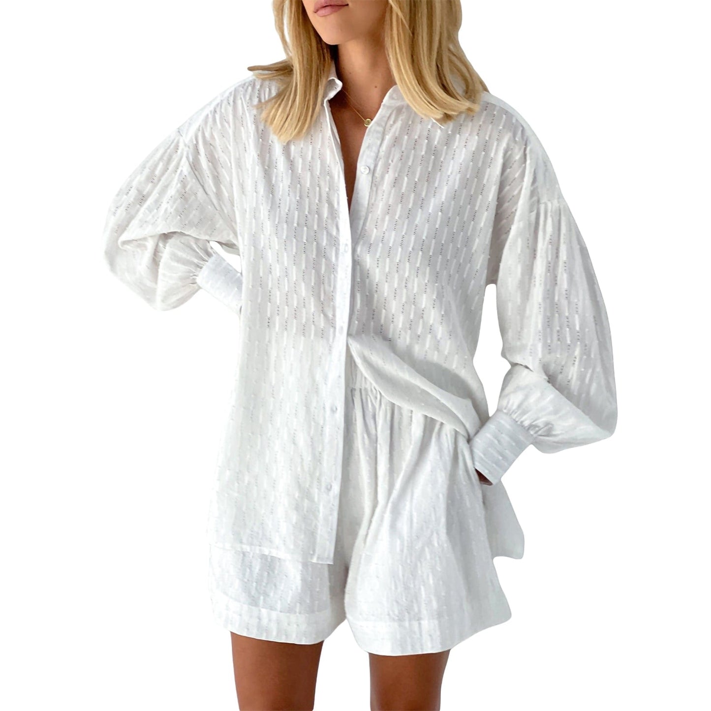 Button-up Shirt+Shorts Sets