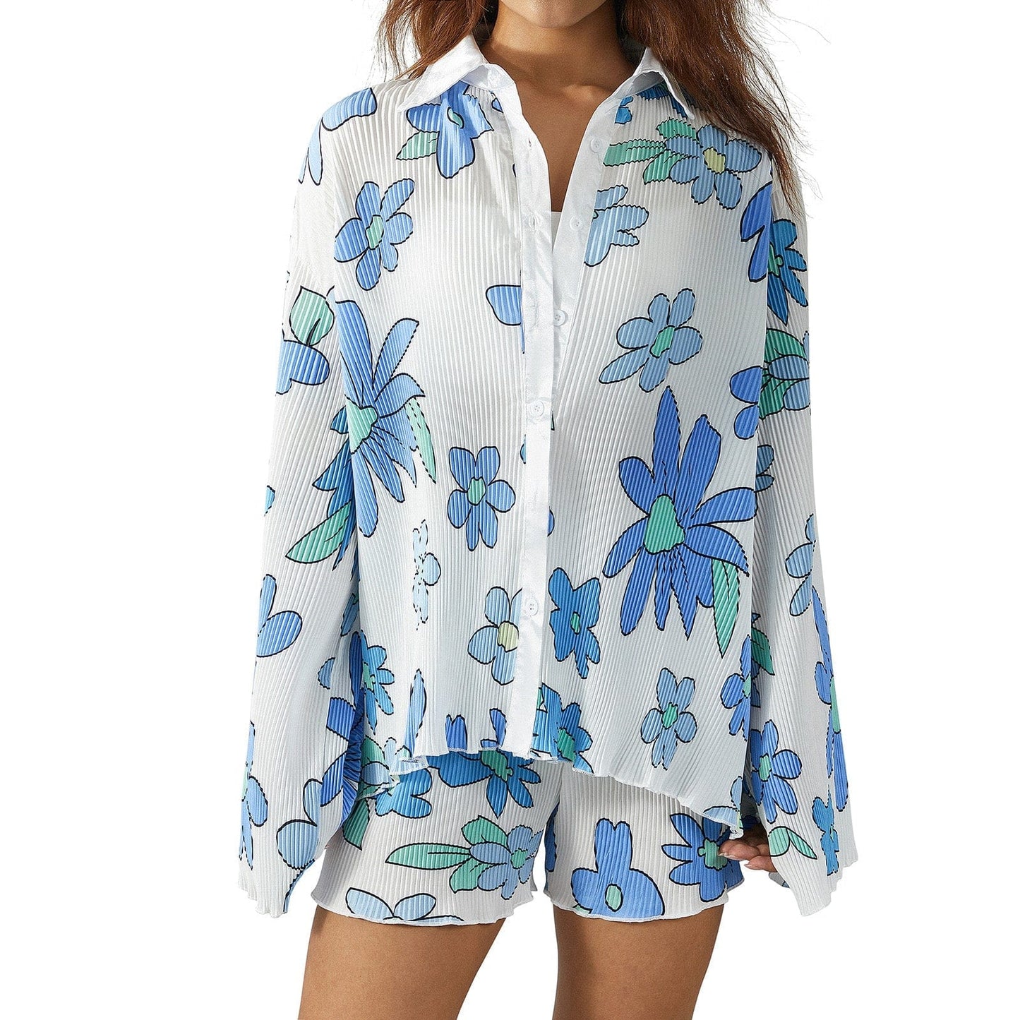 Button-up Shirt+Shorts Sets