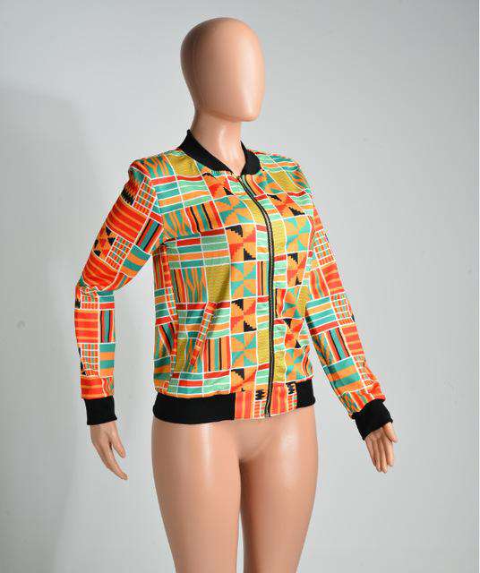 Dashiki African Printed Zipper Bomber Jacket