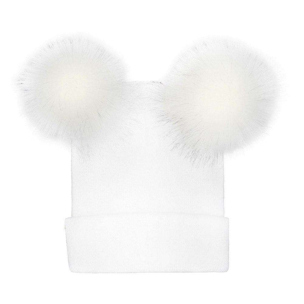 Doppel Faux Pelz Pom Pom Beanie