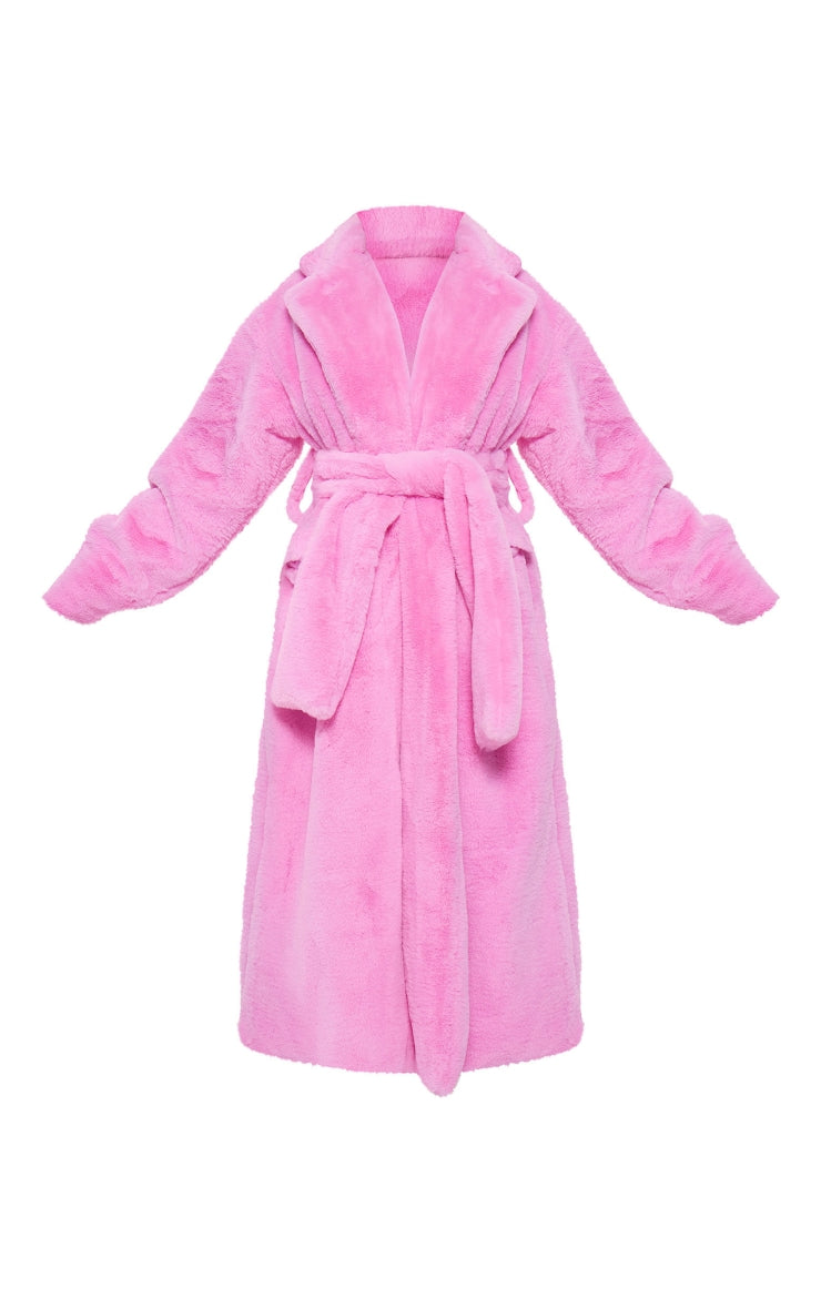 Plus Candy Pink Faux Fur Maxi Coat - HCWP 