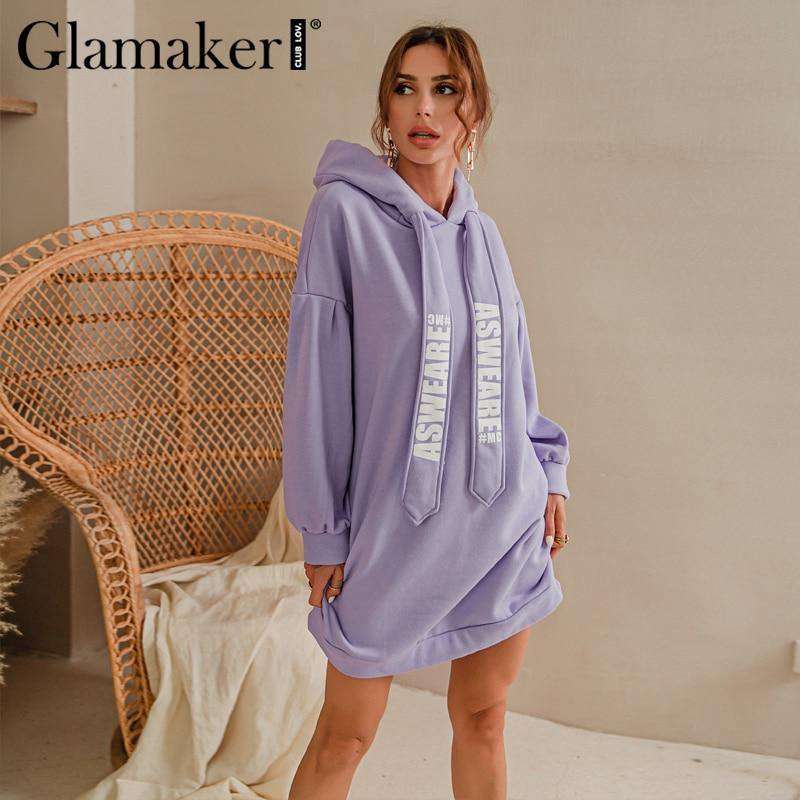 Glamaker Purple loose sweatshirt hoodies