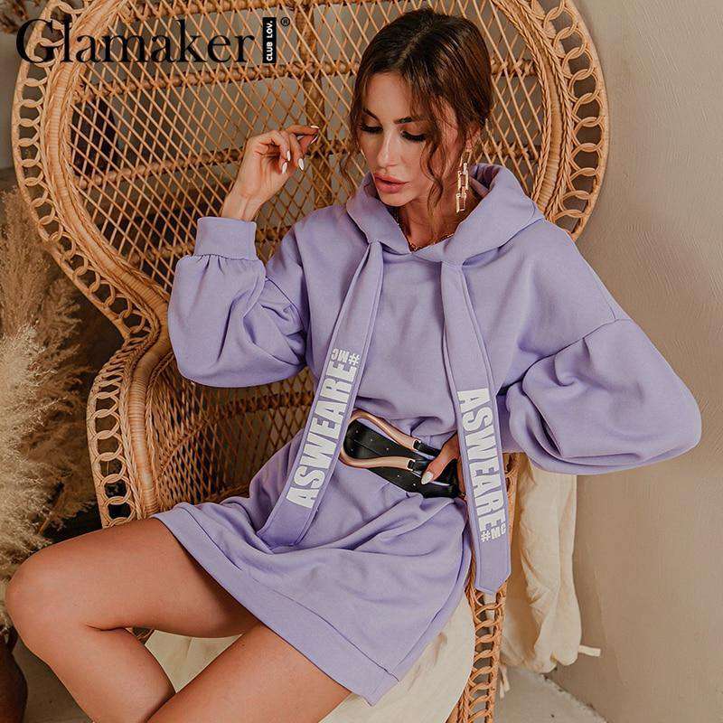 Glamaker Purple loose sweatshirt hoodies