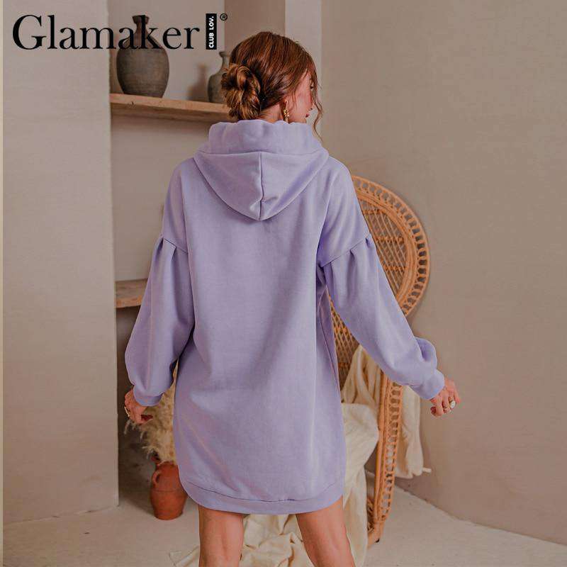 Glamaker Purple loose sweatshirt hoodies