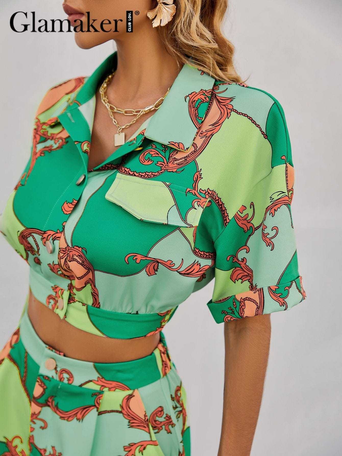 Green Leaf shorts & crop top