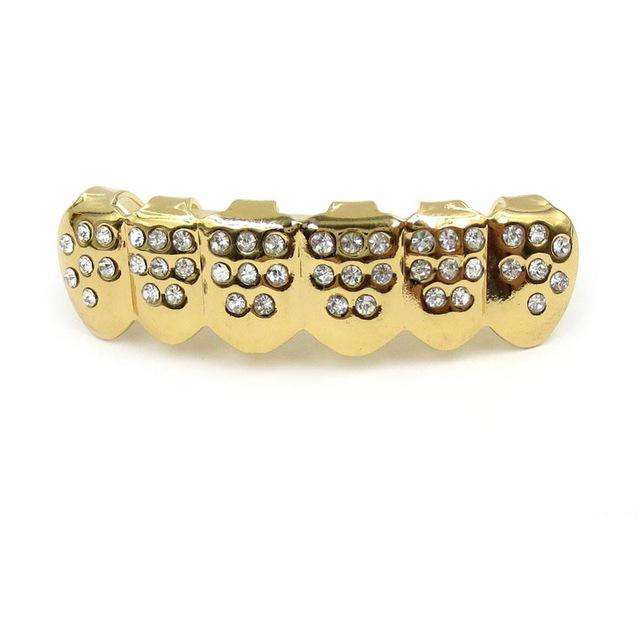 Gold Teeth Grill Set Hip Hop Bling Jewelry Iced Out