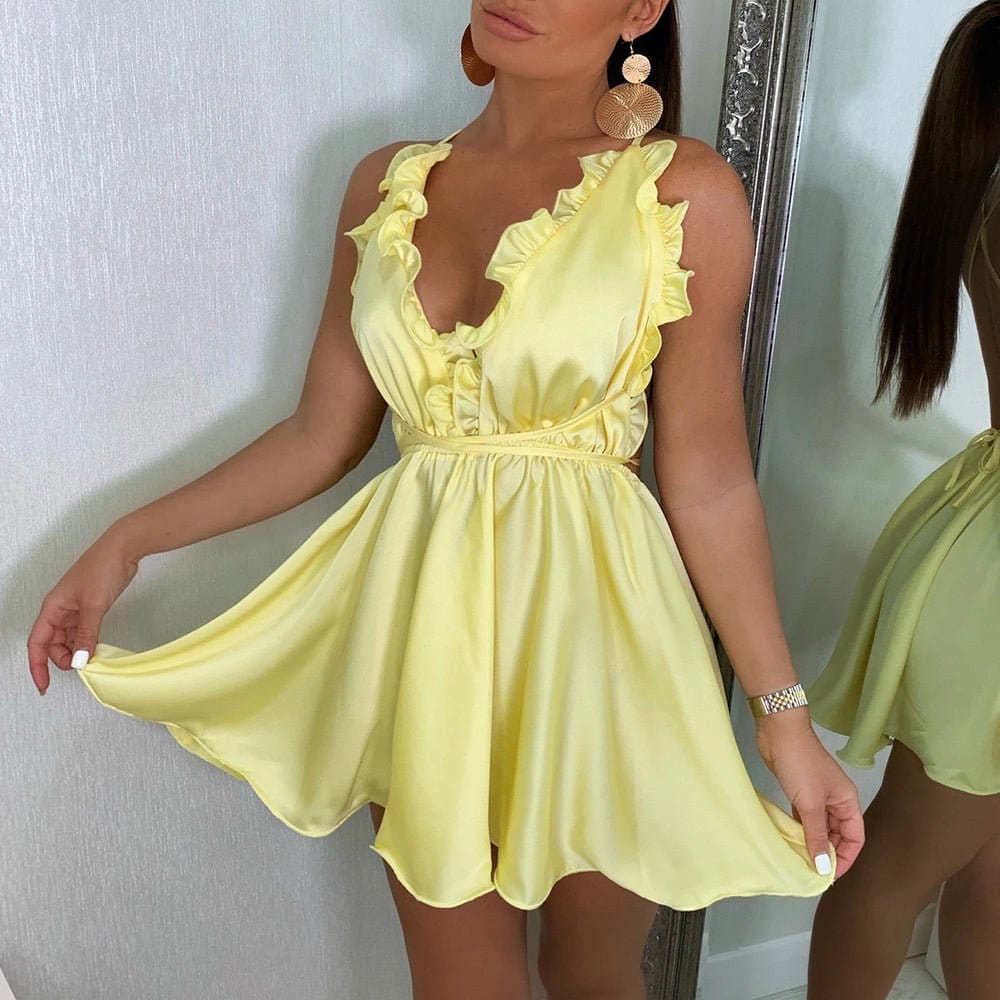 Ruffles Satin Party Dresses