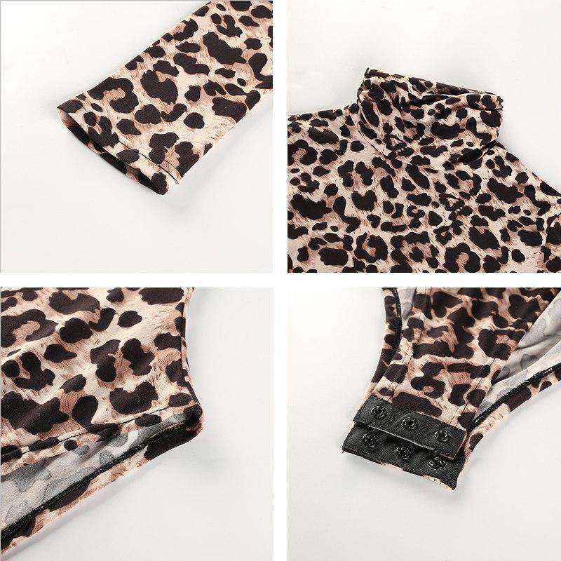 Leopard Print Rollkragen Bodys