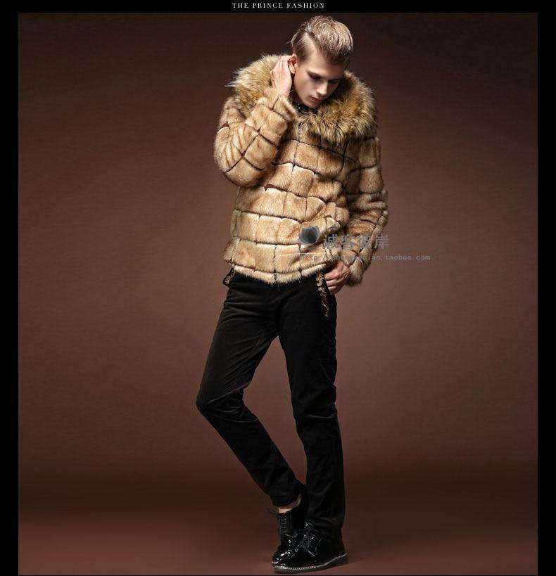 Mens 2019 Collar Fur Coat Personality Artificial Leather Grass Rabbit Fur Jacket Large Size Turn Down Collar Outwear