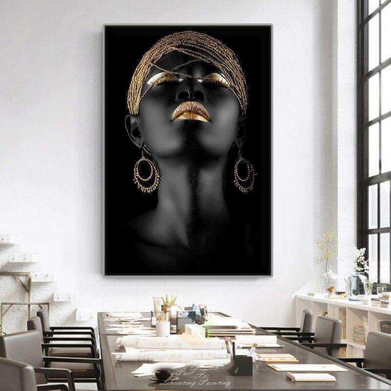 Moderne Kunst Leinwand Malerei Afrikanische Schwarz Frau Poster und Drucke Skandinavischen Wand Kunst Bilder Für Wohnzimmer Dekoration