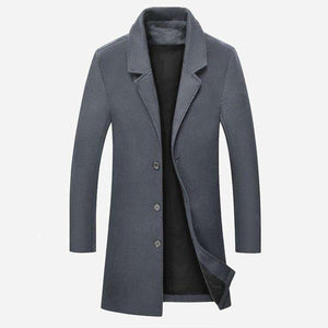 New Men's Long Wool Trench Coat