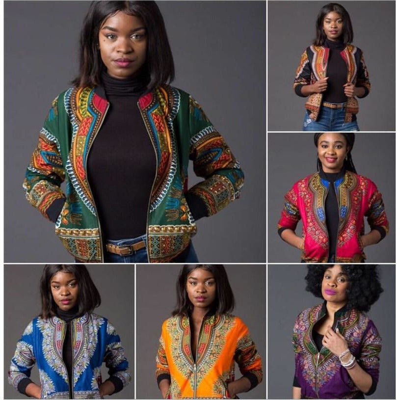 Traditional African Print Ankara Bomber Jacket