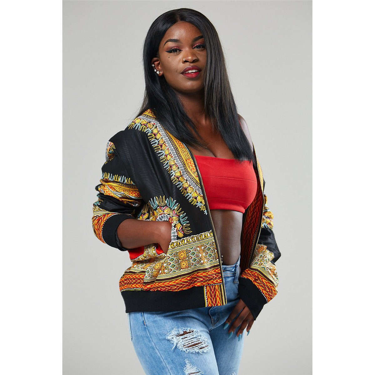 Traditional African Print Ankara Bomber Jacket