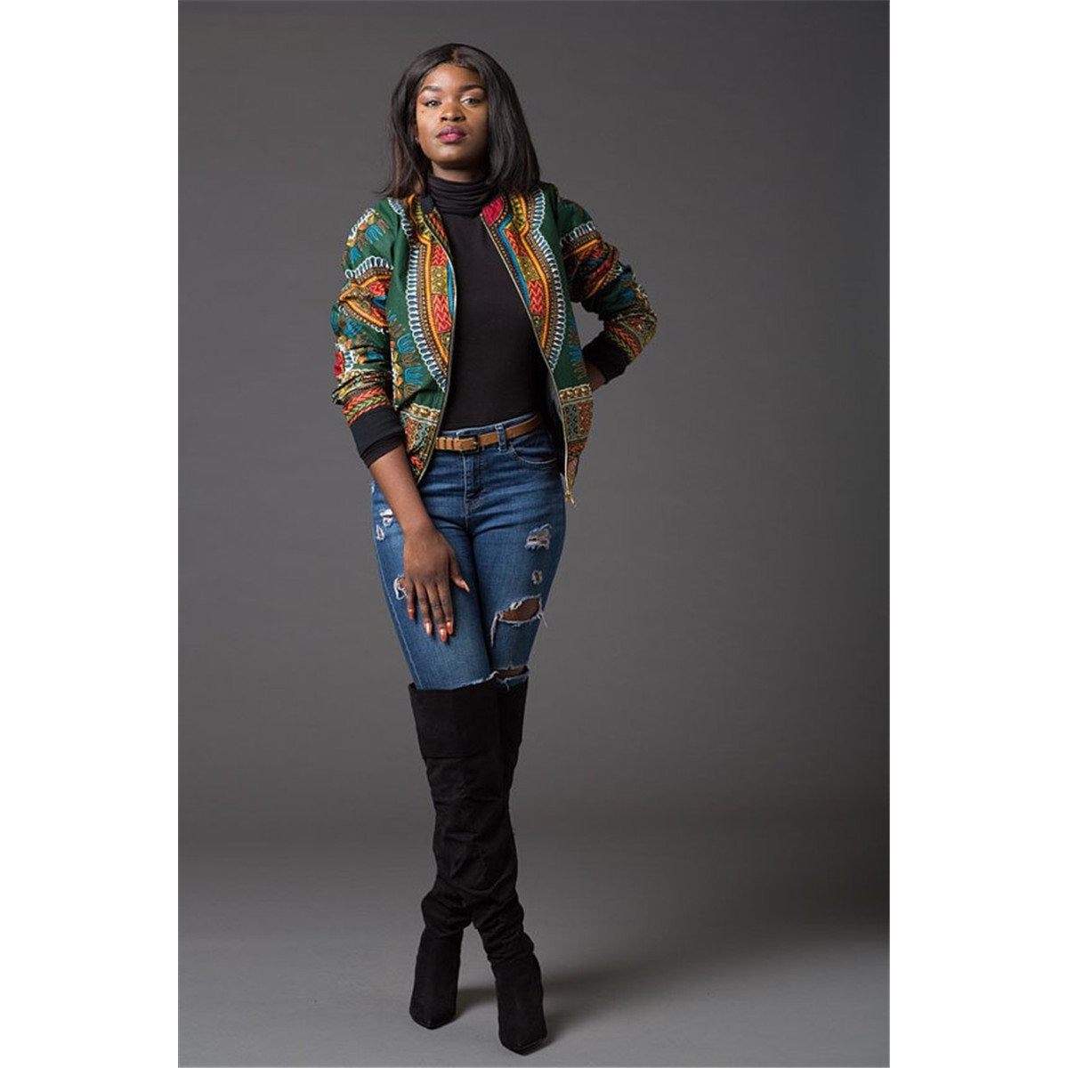 Traditional African Print Ankara Bomber Jacket