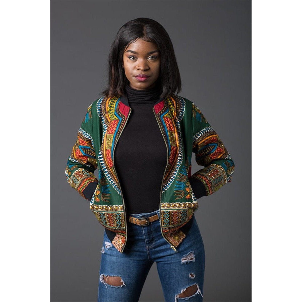 Traditional African Print Ankara Bomber Jacket