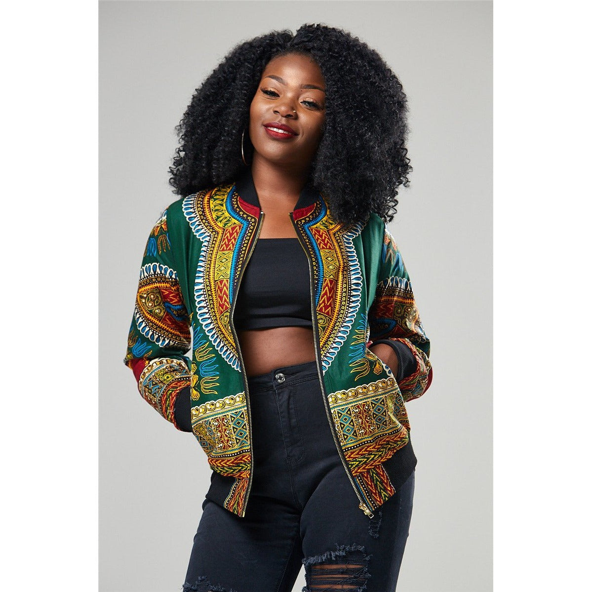 Traditional African Print Ankara Bomber Jacket