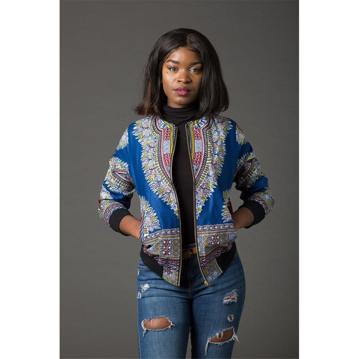 Traditional African Print Ankara Bomber Jacket