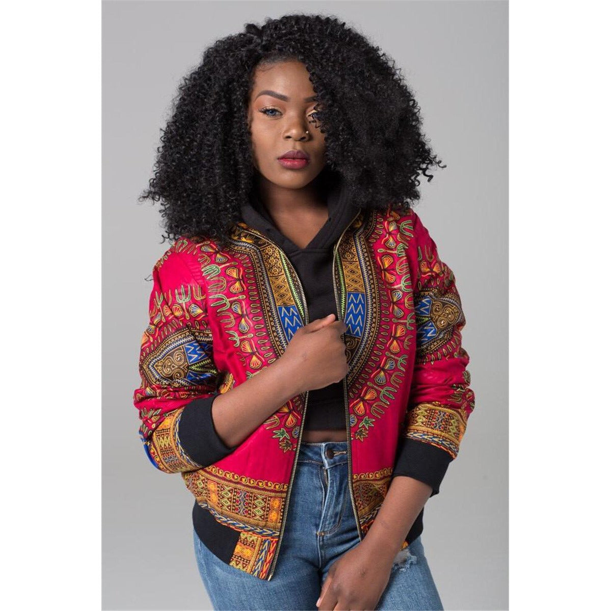 Traditional African Print Ankara Bomber Jacket