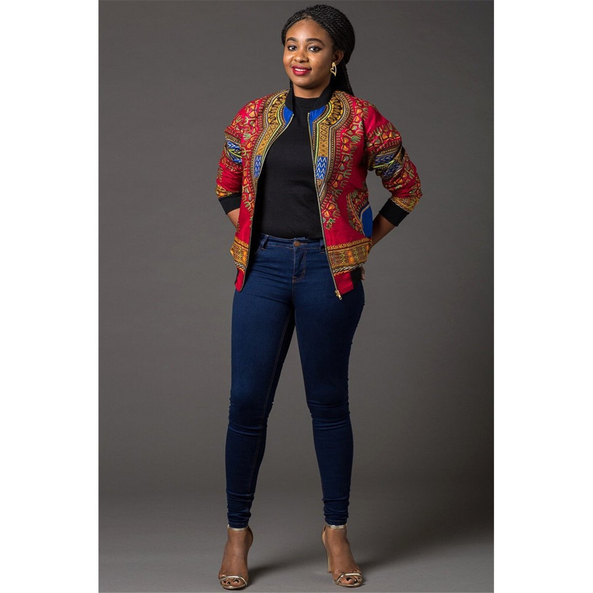 Traditional African Print Ankara Bomber Jacket