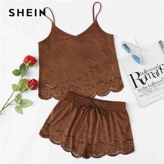 SHEIN Boho Cut Out 2 Pieces Sets