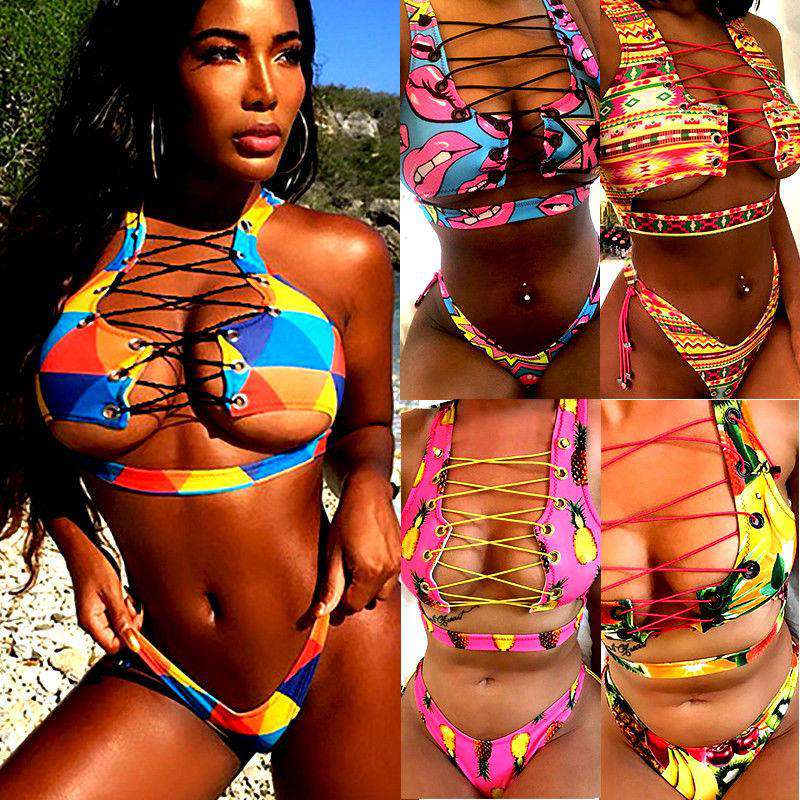 Sexy Bandage Bikini Set Women