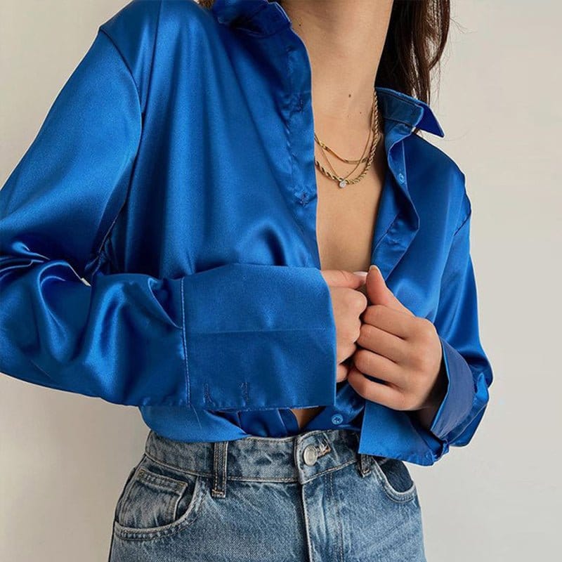 Satin Long Sleeve Blouses