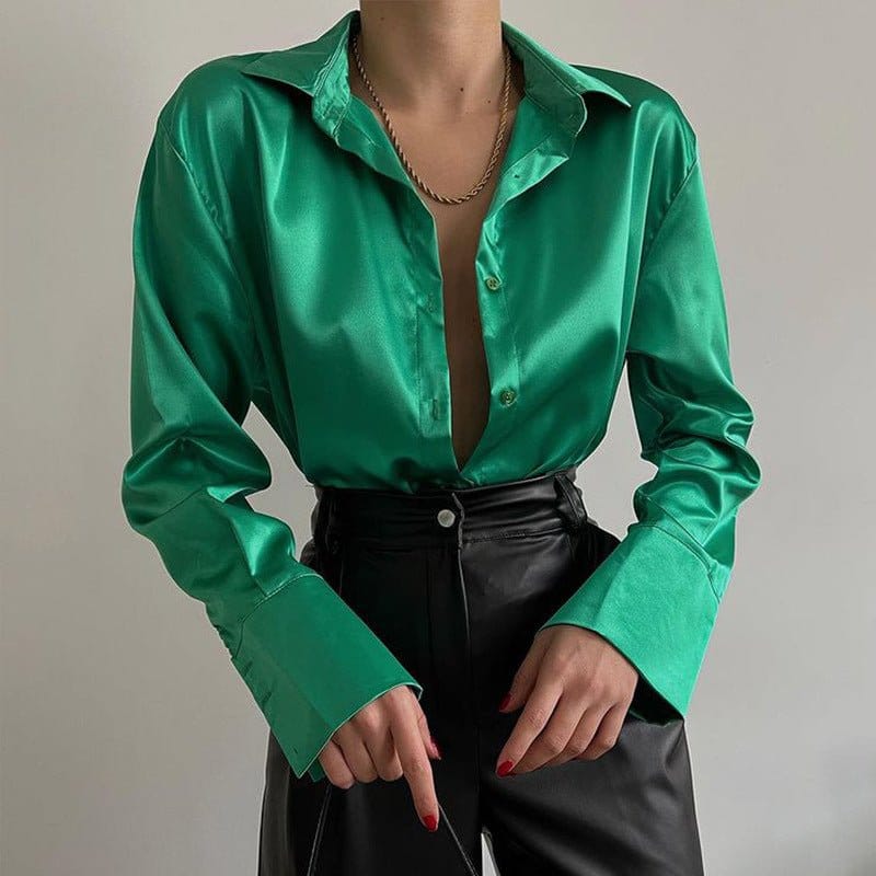 Satin Long Sleeve Blouses