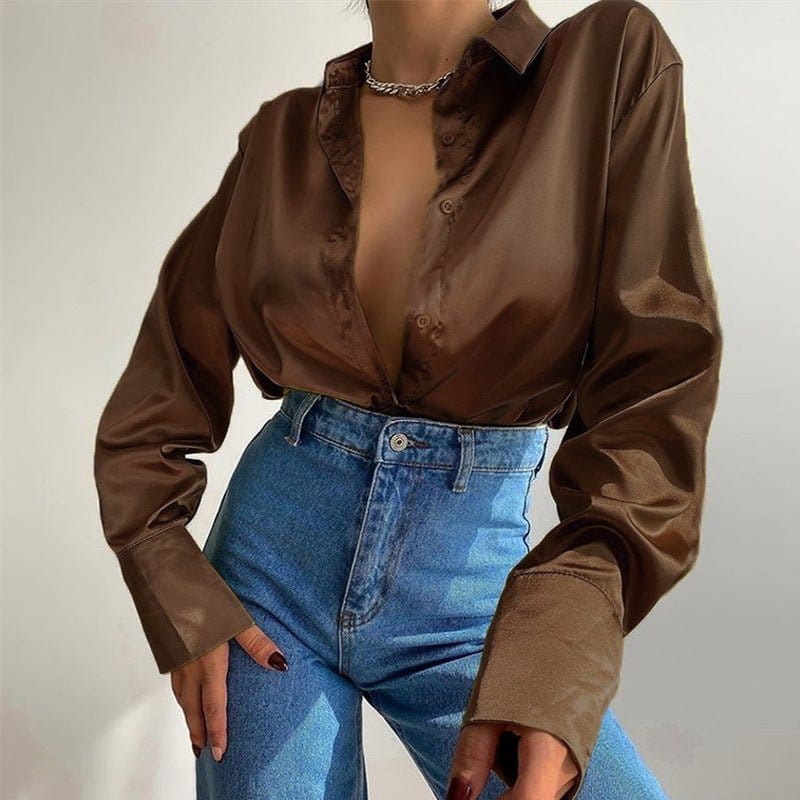 Satin Long Sleeve Blouses