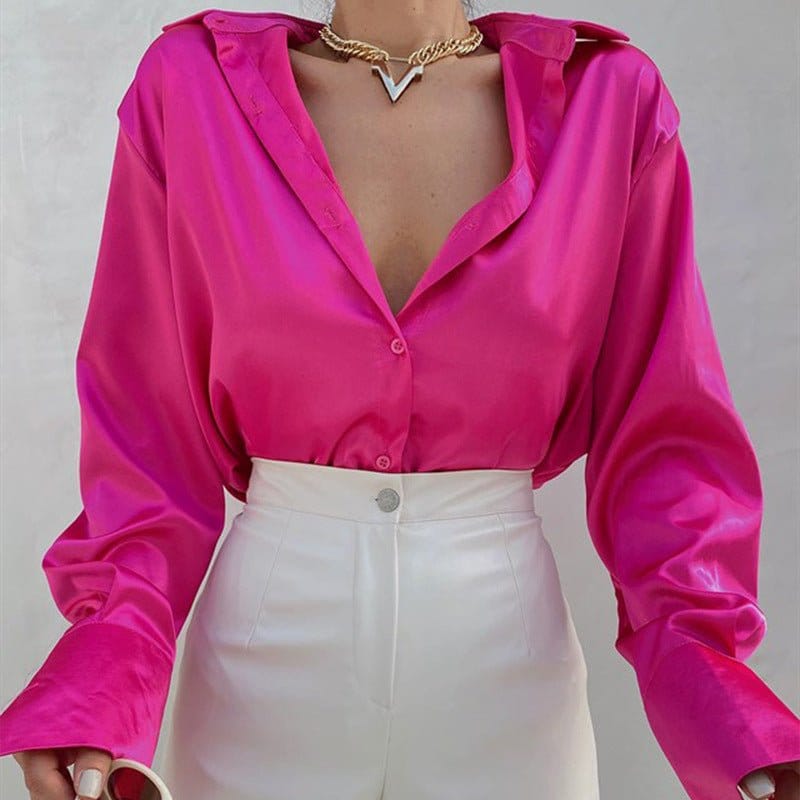 Satin Long Sleeve Blouses