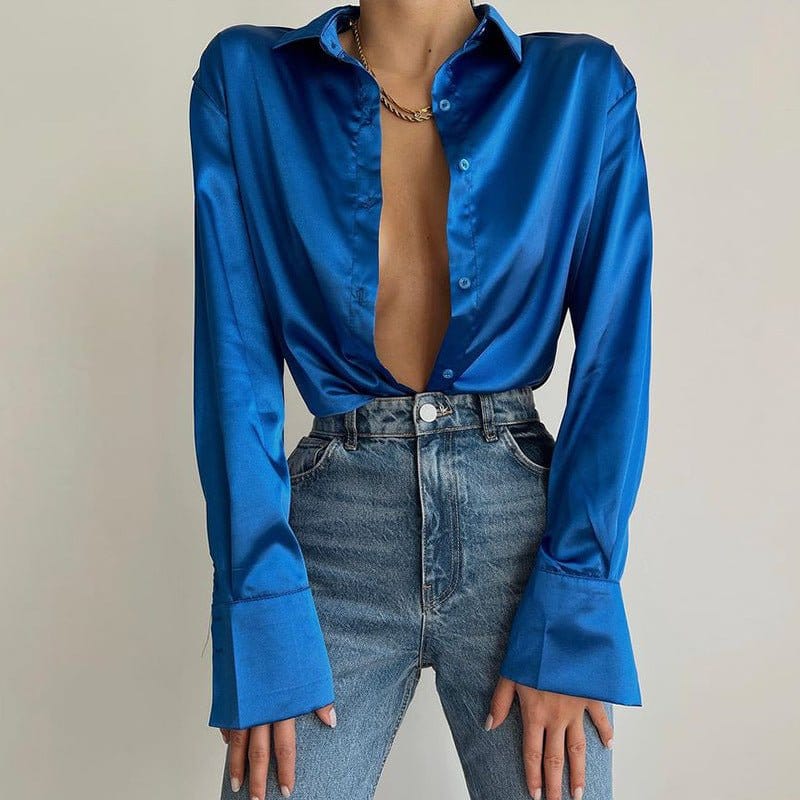 Satin Long Sleeve Blouses